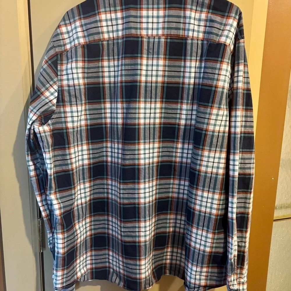 Banana Republic Navy & Rust Plaid Shirt XL
